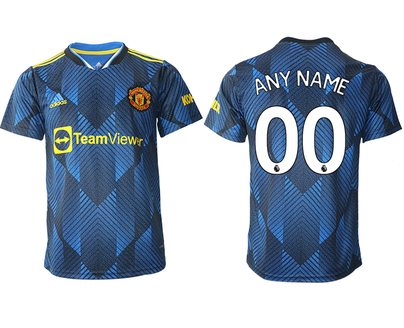 Men 2021-2022 Club Manchester United Second away aaa version blue customized Soccer Jersey->manchester united jersey->Soccer Club Jersey